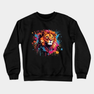 Vibrant Lion Splash Tee: A Regal Burst of Color Crewneck Sweatshirt